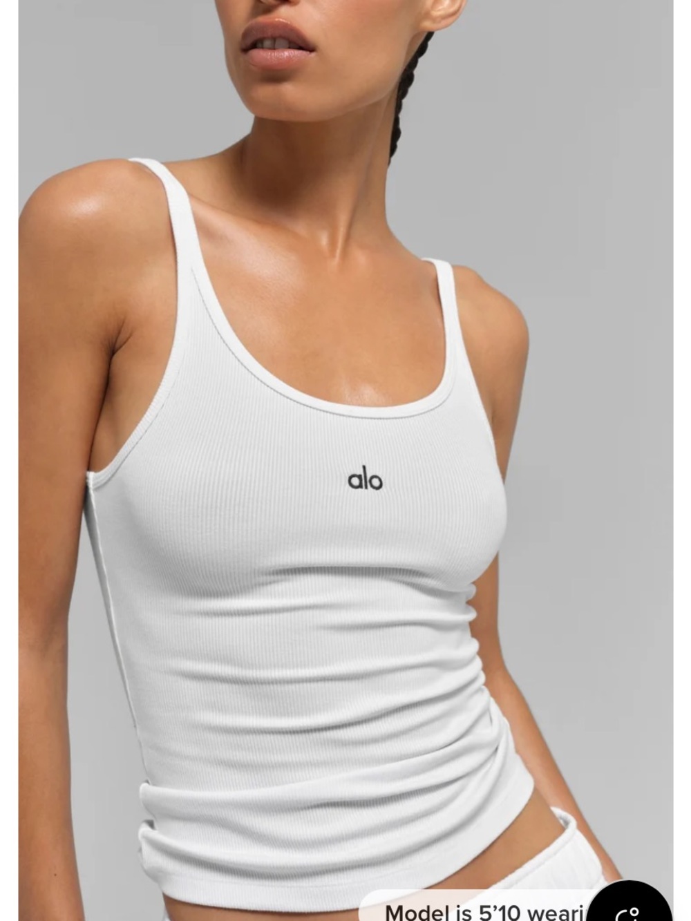 ALO Yoga White Ribbed Scoop Tank